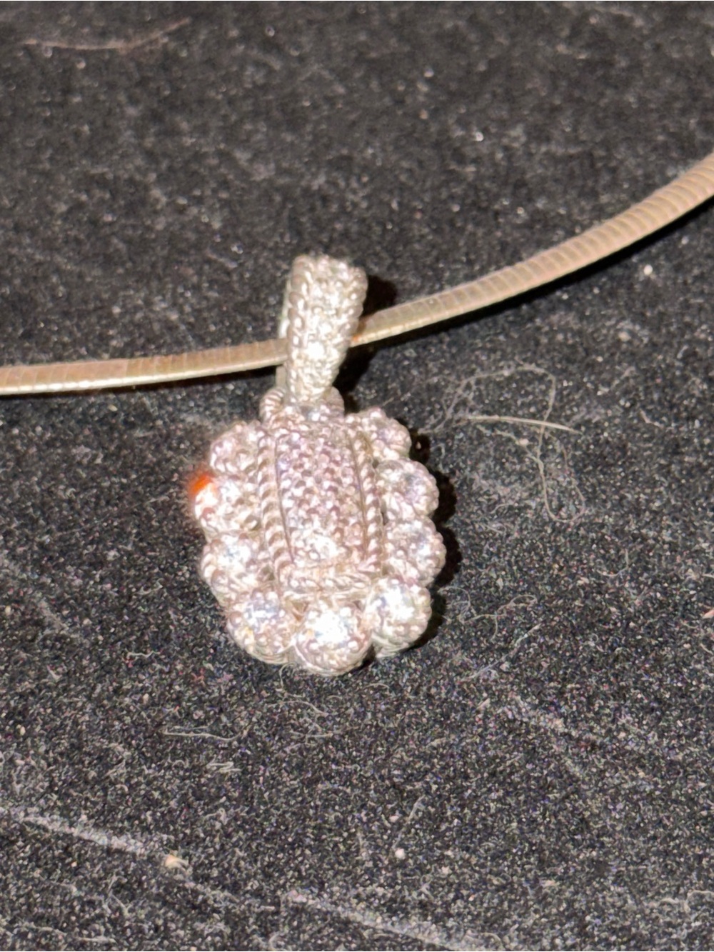 Judith Ripka Silver Pavé Cubic Zirconia Cluster Pendant Necklace